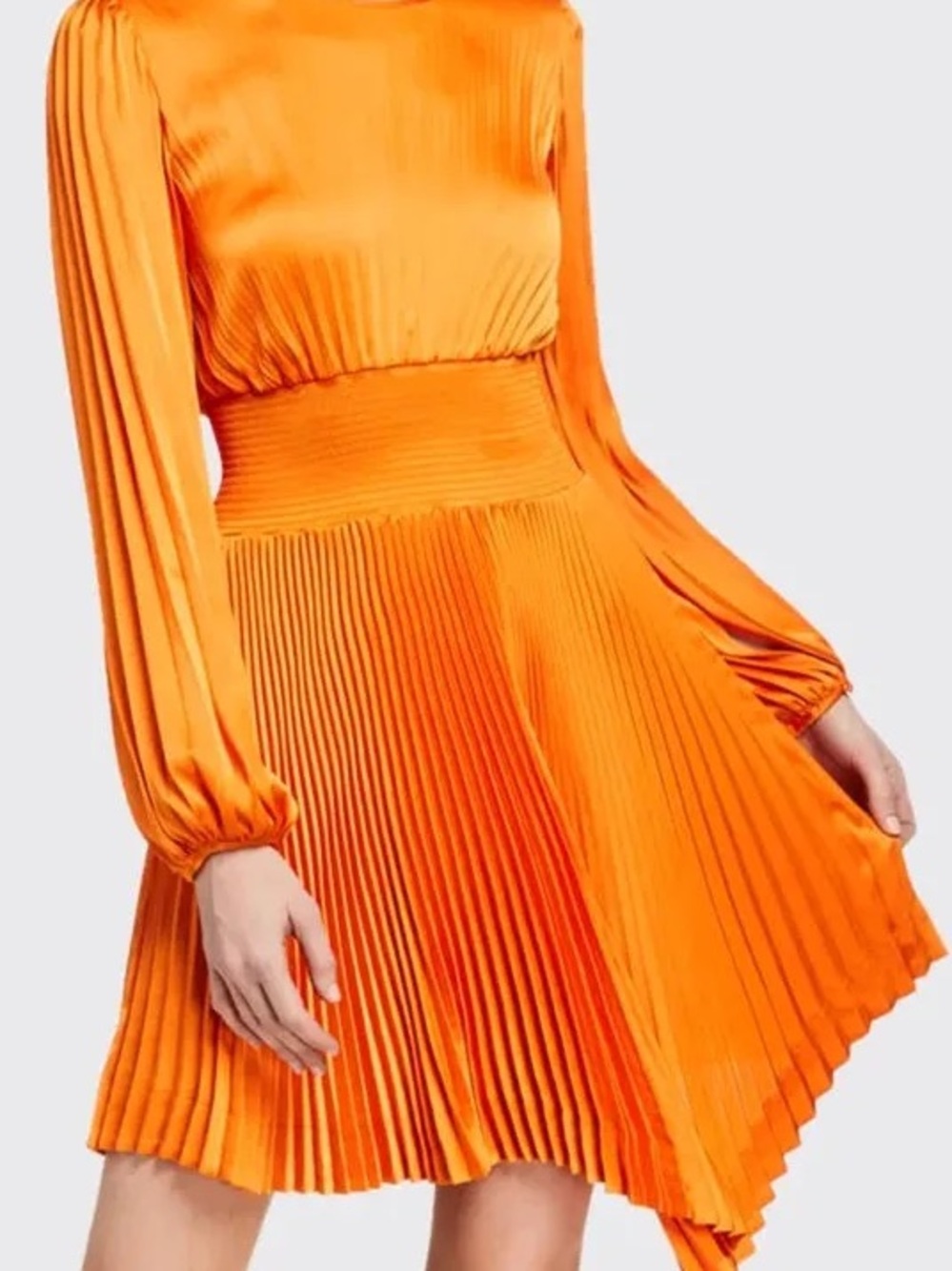 A.L.C. Bright Orange Pleated Mini Dress